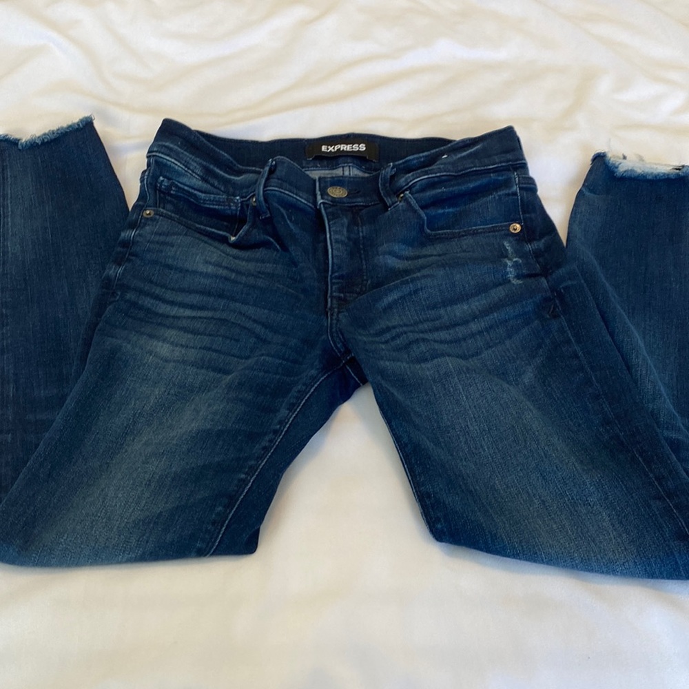 Express Jeans Cropped Denim Perfect Mid-Rise Ankle Legging